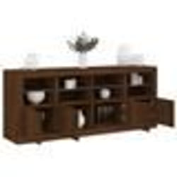 vidaXL Buffet avec lumières LED chêne marron 163x37x67 cm
