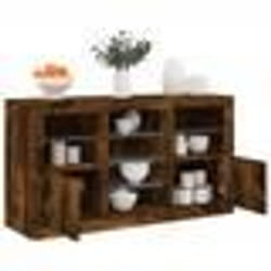 vidaXL Buffet avec lumières LED chêne fumé 123x37x67 cm