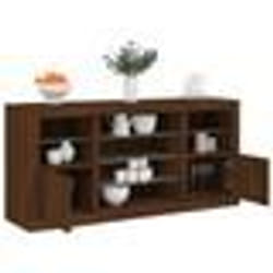 vidaXL Buffet avec lumières LED chêne marron 142,5x37x67 cm