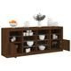 vidaXL Buffet avec lumières LED chêne marron 163x37x67 cm