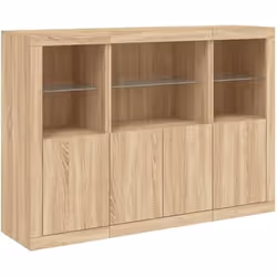 vidaXL Buffets avec lumières LED 3 pcs chêne sonoma bois d'ingénierie