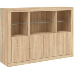 vidaXL Buffets avec lumières LED 3 pcs chêne sonoma bois d'ingénierie