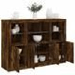 vidaXL Buffets avec lumières LED 3 pcs chêne fumé bois d'ingénierie