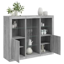vidaXL Sonoma Gris - Buffets LED 3 pcs