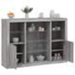 vidaXL Buffets avec lumières LED 3 pcs sonoma gris bois dingénierie meuble buffet meuble de rangement de cuisine meuble 3209133
