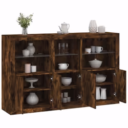 vidaXL Buffet avec lumières LED chêne fumé 162x37x100 cm