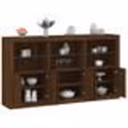 vidaXL Buffet avec lumières LED chêne marron 181,5x37x100 cm