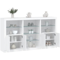 vidaXL Buffet avec lumières LED blanc 181,5x37x100 cm