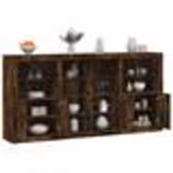 vidaXL Buffet avec lumières LED chêne fumé 202x37x100 cm