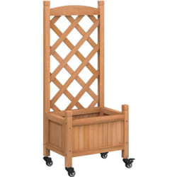 Vidaxl - Jardinière avec treillis et roues marron bois massif de sapin