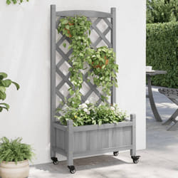Vidaxl - Jardinière avec treillis et roues gris bois massif de sapin