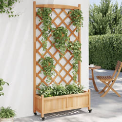 Vidaxl - Jardinière avec treillis et roues marron bois massif de sapin