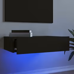 vidaXL Meuble TV avec éclairage LED noir 60x35x15,5 cm