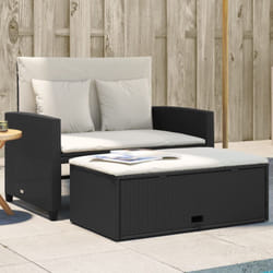Vidaxl - Canapé de jardin avec coussins 2 places noir résine tressée