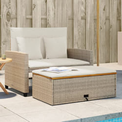 Vidaxl - Canapé de jardin 2 places coussins beige résine tressée&acacia