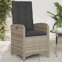 Vidaxl - Chaise inclinable de jardin avec coussins gris résine tressée