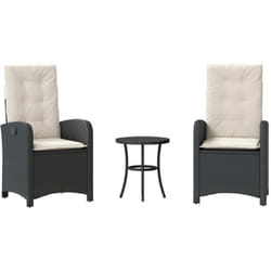 Ensemble De Bistro 3 Pcs Avec Coussins Noir Résine Tressée Vidaxl