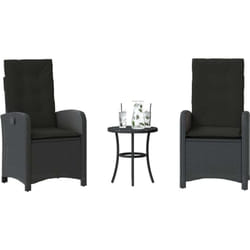 Ensemble De Bistro 3 Pcs Avec Coussins Noir Résine Tressée Vidaxl