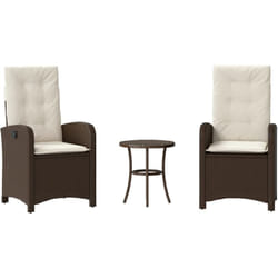 Ensemble De Bistro 3 Pcs Avec Coussins Marron Résine Tressée Vidaxl