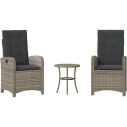 Ensemble De Bistro 3 Pcs Avec Coussins Gris Résine Tressée Vidaxl