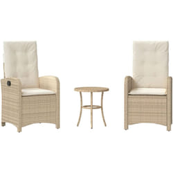 Ensemble De Bistro 3 Pcs Avec Coussins Beige Résine Tressée Vidaxl