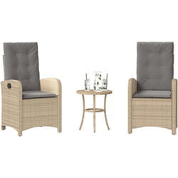 Ensemble De Bistro 3 Pcs Coussins Mélange Beige Résine Tressée Vidaxl