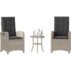 Ensemble De Bistro 3 Pcs Et Coussins Gris Clair Résine Tressée Vidaxl