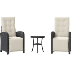 Ensemble De Bistro 3 Pcs Avec Coussins Noir Résine Tressée Vidaxl