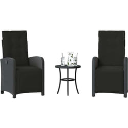Ensemble De Bistro 3 Pcs Avec Coussins Noir Résine Tressée Vidaxl