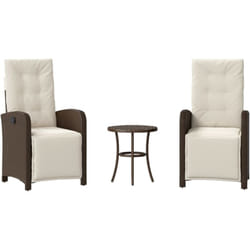 Ensemble De Bistro 3 Pcs Avec Coussins Marron Résine Tressée Vidaxl