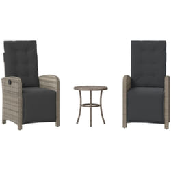 Ensemble De Bistro 3 Pcs Avec Coussins Gris Résine Tressée Vidaxl