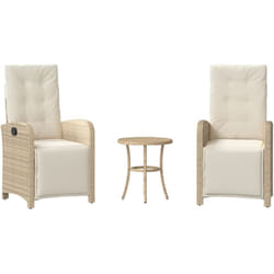 Ensemble De Bistro 3 Pcs Avec Coussins Beige Résine Tressée Vidaxl