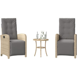 Ensemble De Bistro 3 Pcs Coussins Mélange Beige Résine Tressée Vidaxl