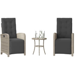 Ensemble De Bistro 3 Pcs Et Coussins Gris Clair Résine Tressée Vidaxl
