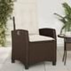 vidaXL Chaise inclinable de jardin avec coussins marron résine tressée