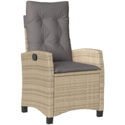 vidaXL Chaise inclinable de jardin coussins mélange beige poly rotin