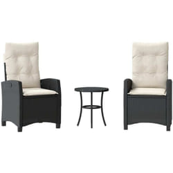 Ensemble De Bistro 3 Pcs Avec Coussins Noir Résine Tressée Vidaxl