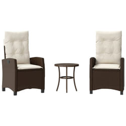 Ensemble De Bistro 3 Pcs Avec Coussins Marron Résine Tressée Vidaxl