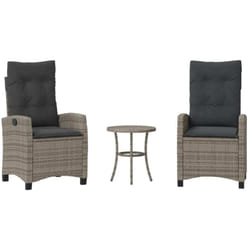 Ensemble De Bistro 3 Pcs Avec Coussins Gris Résine Tressée Vidaxl