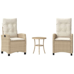 Ensemble De Bistro 3 Pcs Avec Coussins Beige Résine Tressée Vidaxl