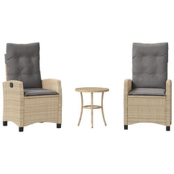 Ensemble De Bistro 3 Pcs Coussins Mélange Beige Résine Tressée Vidaxl