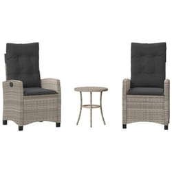 Ensemble De Bistro 3 Pcs Et Coussins Gris Clair Résine Tressée Vidaxl