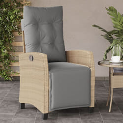 Vidaxl - Chaise inclinable de jardin et repose-pied mélange beige rotin
