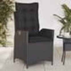 vidaXL Chaise inclinable de jardin avec coussins noir résine tressée
