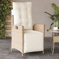 Vidaxl - Chaise inclinable de jardin et repose-pied beige résine tressée