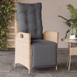 vidaXL Chaise inclinable de jardin et repose-pied mélange beige rotin