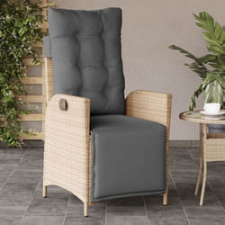 vidaXL Chaise inclinable de jardin et repose-pied mélange beige rotin