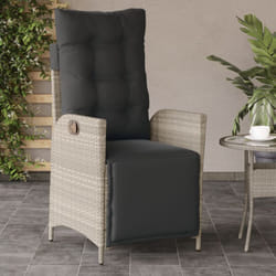 Chaise inclinable de jardin avec repose-pied gris clair rotin - Vidaxl