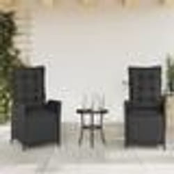 vidaXL Chaises inclinables de jardin lot de 2 repose-pied noir rotin