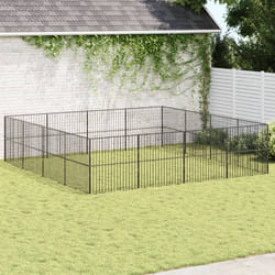 Vidaxl - Parc pour chien 16 panneaux noir acier galvanisé